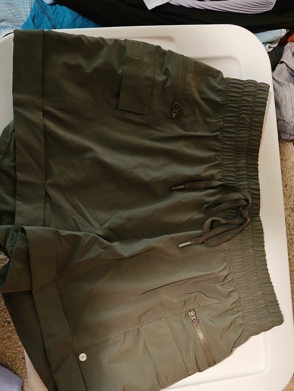 Layer 8 Olive Green Athletic Drawstring Cargo Shorts